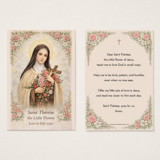 Heilige Therese vom kleinen Blumenkind Gebet (Vorne & Hinten)
