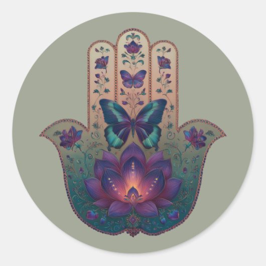 Heilige Transformation | Hamsa-Hand-Design Runder Aufkleber (Vorderseite)