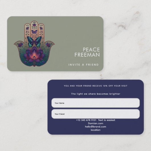 Heilige Transformation | Hamsa-Hand-Design Visitenkarte (Vorne/Hinten)