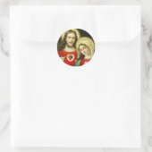Heilige Unbeflecktes Herz Jesus Maria Runder Aufkleber (Tasche)