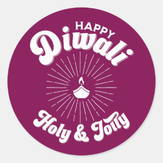 Heilige und fröhliche Diwali Runder Aufkleber