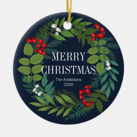 Heilige und grüne Weihnachtsfeiertage Keramik Ornament (Vorne)