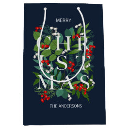 Heilige und grüne Weihnachtsfeiertage Mittlere Geschenktüte