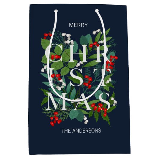 Heilige und grüne Weihnachtsfeiertage Mittlere Geschenktüte (Vorderseite)