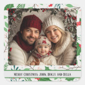 Heilige und Joy Foto Quadratischer Aufkleber (Vorderseite)