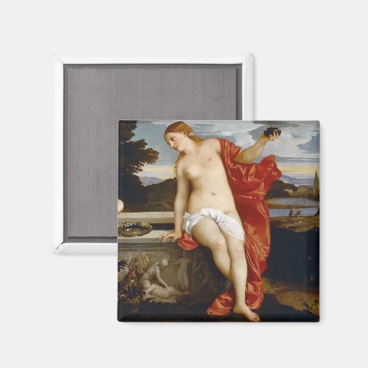 Heilige und profane Liebe, Tiziano Vecelli, 1515 Magnet (Vorderseite/Rückseite)