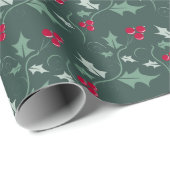 Heilige und rote Beeren, grau Geschenkpapier (Rolleneckpunkt)