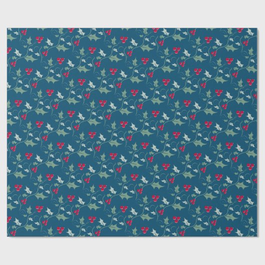 Heilige und rote Beeren, grau-grün Geschenkpapier (Flach)