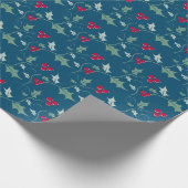 Heilige und rote Beeren, grau-grün Geschenkpapier (Ecke)