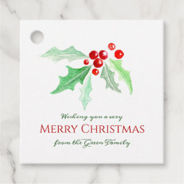 Heilige und rote Beeren lockere Aquarellen Weihnac Geschenkanhänger