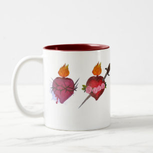 Heilige und unbefleckte Herzen Jesu & Mary Zweifarbige Tasse