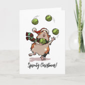 Heilige Weihnachten! Guinea Pig Juggling Sprouts Karte (Vorderseite)