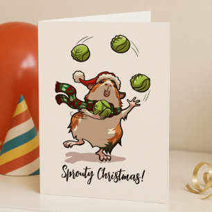 Heilige Weihnachten! Guinea Pig Juggling Sprouts Karte