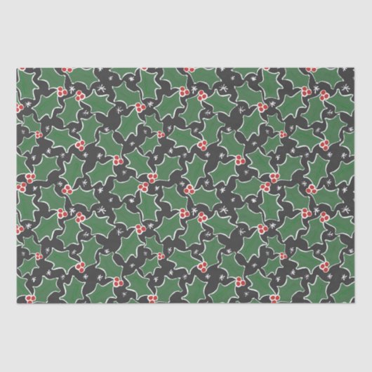 Heilige Weihnachten in Schwarz und Grün Seidenpapier (Vorderseite)