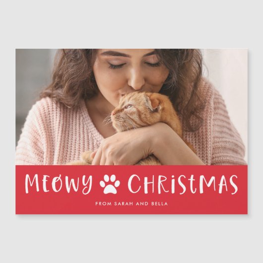 Heilige Weihnachten mit Foto | Funny Cat Christmas Magnetkarte (Vorderseite)