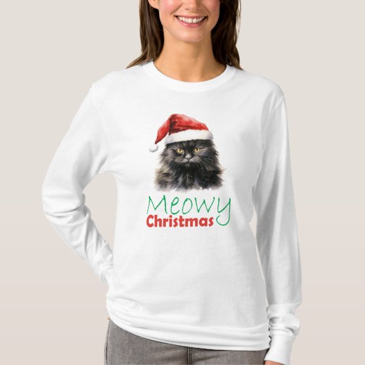 Heilige Weihnachten, niedliche Weihnachtskatzchen T-Shirt (Vorderseite)