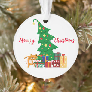 Heilige Weihnachten, scheußliche Katze, lustig, Sp Ornament