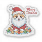 Heilige Weihnachten Spielende Katze mit Weihnachts Aufkleber (Vorderseite)