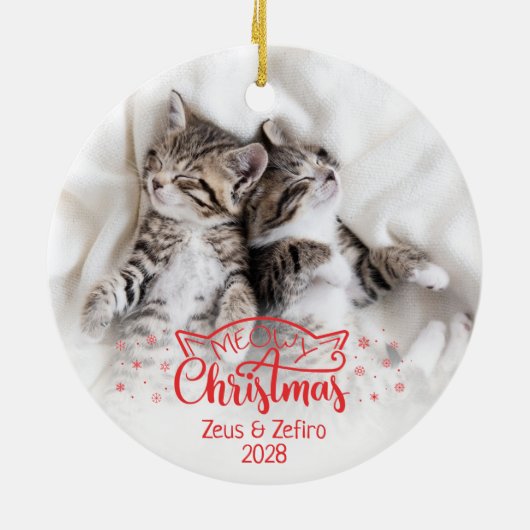 Heilige Weihnachten zwei Bilder Spaß Katzenliebhab Keramik Ornament (Hinten)