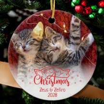 Heilige Weihnachten zwei Bilder Spaß Katzenliebhab