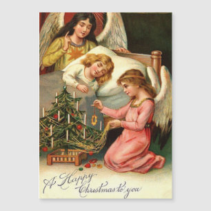 Heilige Weihnachts-Kinder-Engel Vintage Magnetkarte