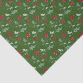 Heilige Weihnachtsbäume und rote Beeren grün rot Seidenpapier (Ausschnitt)