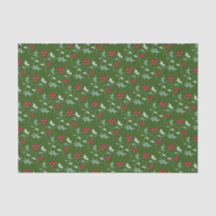 Heilige Weihnachtsbäume und rote Beeren grün rot Seidenpapier