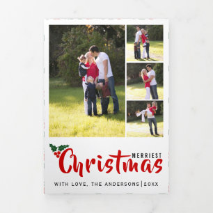 Heilige Weihnachtsbeere, Foto-Collage Dreifach Gefaltete Urlaubskarte