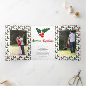 Heilige Weihnachtsbeere Weihnachten Foto Dreifach Gefaltete Urlaubskarte (Innenseite)