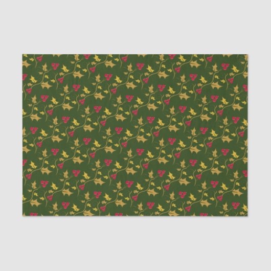 Heilige Weihnachtsbeeren und rote Beeren, goldene  Seidenpapier (Vorderseite)