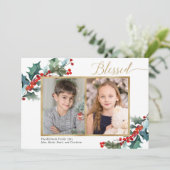 Heilige Weihnachtsberge Gold zwei Fotokarten (Stehend Vorderseite)