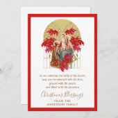 Heilige Weihnachtsfamilie Poinsettia Feiertagskarte (Vorne/Hinten)