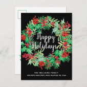 Heilige Weihnachtsfeier glücklicher Urlaub Schwarz Ankündigungspostkarte (Vorne/Hinten)