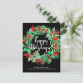 Heilige Weihnachtsfeier glücklicher Urlaub Schwarz Ankündigungspostkarte (Stehend Vorderseite)