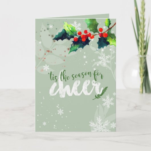 Heilige Weihnachtsfeier Holly Berry Card Feiertagskarte (Vorderseite)