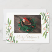 Heilige Weihnachtsfeier und Berries - Foto Feiertagskarte (Vorderseite)