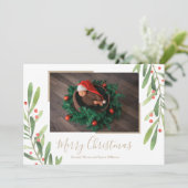 Heilige Weihnachtsfeier und Berries - Foto Feiertagskarte (Stehend Vorderseite)