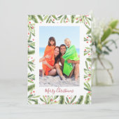 Heilige Weihnachtsfeier und Berries - Foto Feiertagskarte (Stehend Vorderseite)