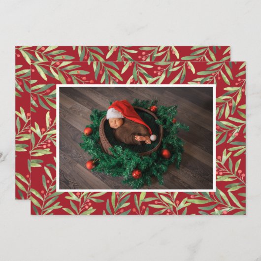 Heilige Weihnachtsfeier und Berries - Foto Feiertagskarte (Vorne/Hinten)