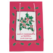 Heilige Weihnachtsfeiern und Beeren, personalisier Mittlere Geschenktüte (Rückseite)