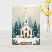 Heilige Weihnachtskirchenschnee Karte (Gelbe Blume)