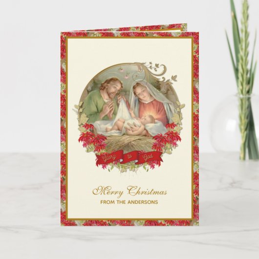 Heilige Weihnachtskrippe Feiertagskarte (Vorderseite)