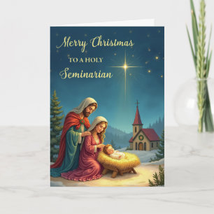 Heilige Weihnachtskrippe mit Kirche Karte