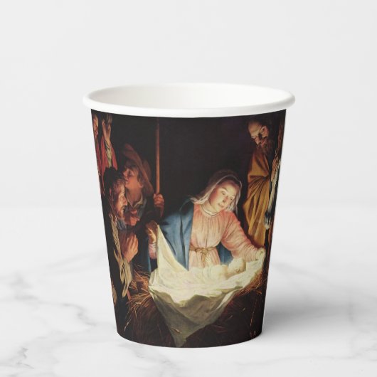 Heilige Weihnachtskrippen Pappbecher (Rückseite)