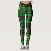 Heiligen Patrick TagesGlitzer-KleeblätterTartan Leggings (Vorderseite)