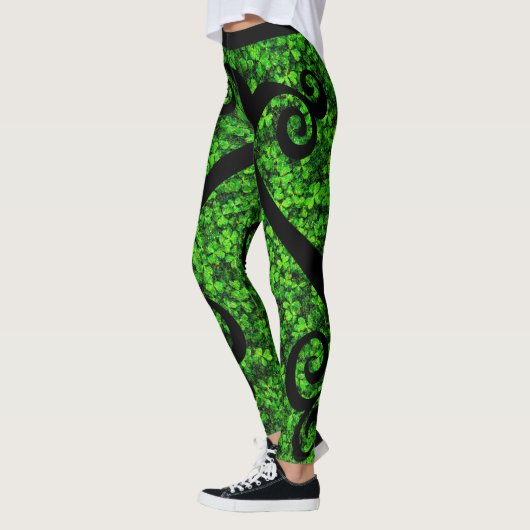 Heiligen Patrick Tagestanzen-Wirbels-Klee-Felder Leggings (Links)