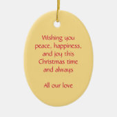 Heiligenenfrieden, fröhliche rote Verzierung Keramik Ornament (Vorne)