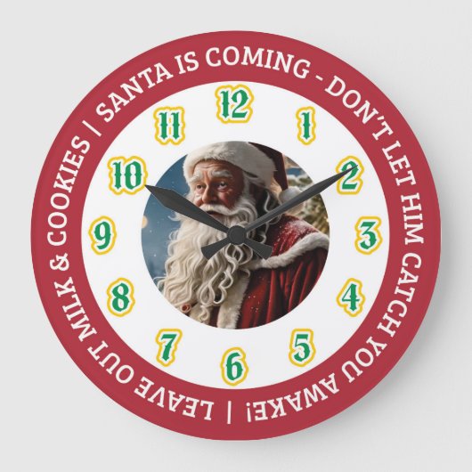 Heiliger Abend Santa-Uhr Große Wanduhr (Vorderseite)