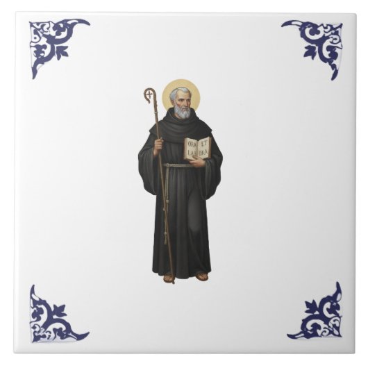 Heiliger Benedikt Religiöser Christ Fliese (Vorderseite)