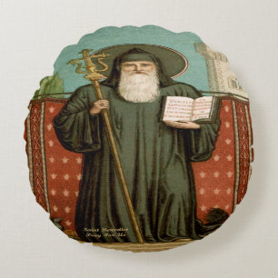 Heiliger Benedikt von Nursia Rundes Kissen